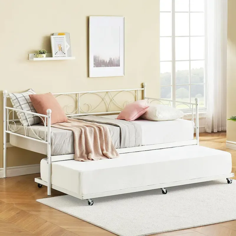 Twin Day Bed with Pull Out Trundle Bed Frame