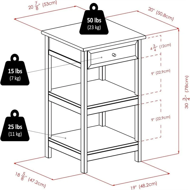 Desk Side Wire Machine Stand - 20.2 D x 20.8 W x 30.7 H