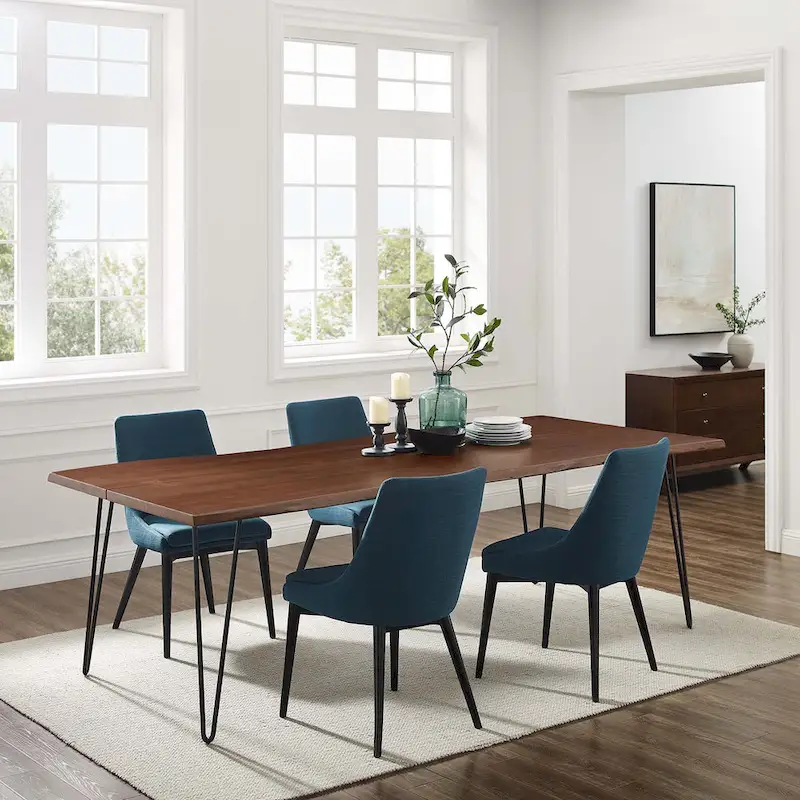 Cream/Gold & Black Live Edge Acacia Wood Dining Table, Seats 10
