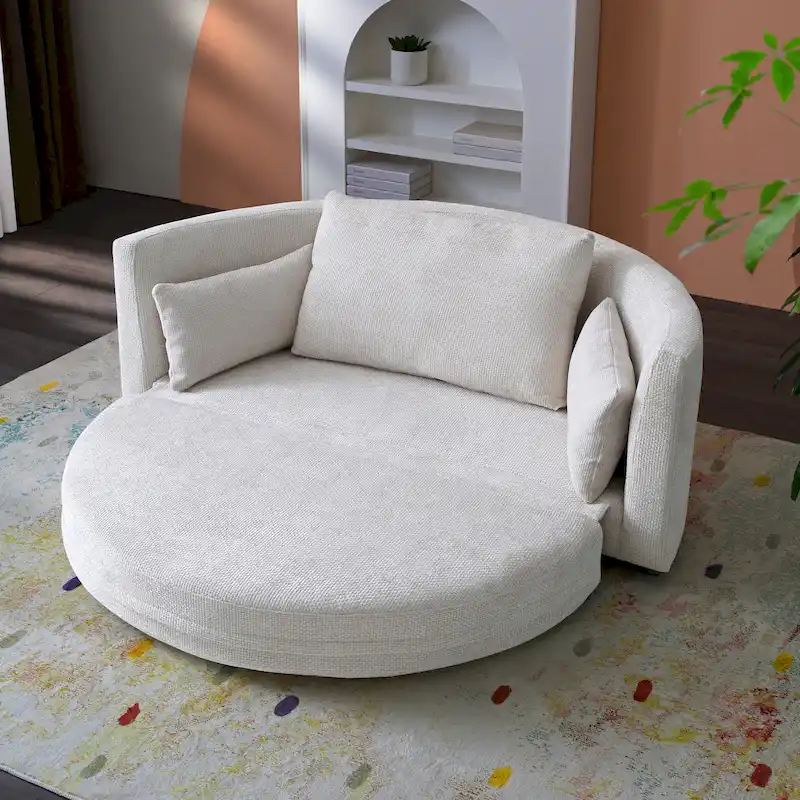 Convertible Fold-Out Sofa Bed with Pillows