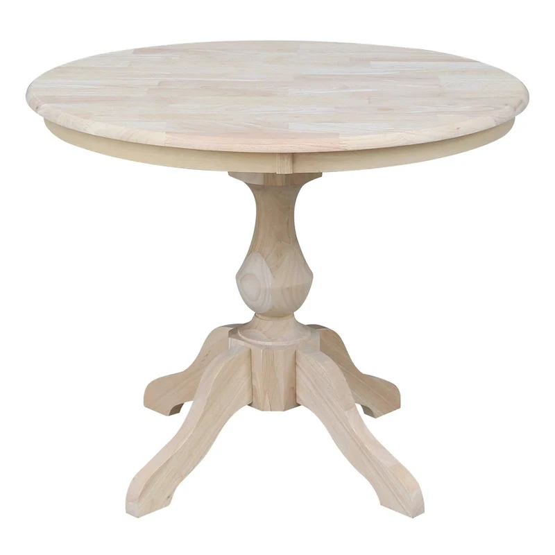 Unfinished Round Pedestal Dining Table, Seats 4