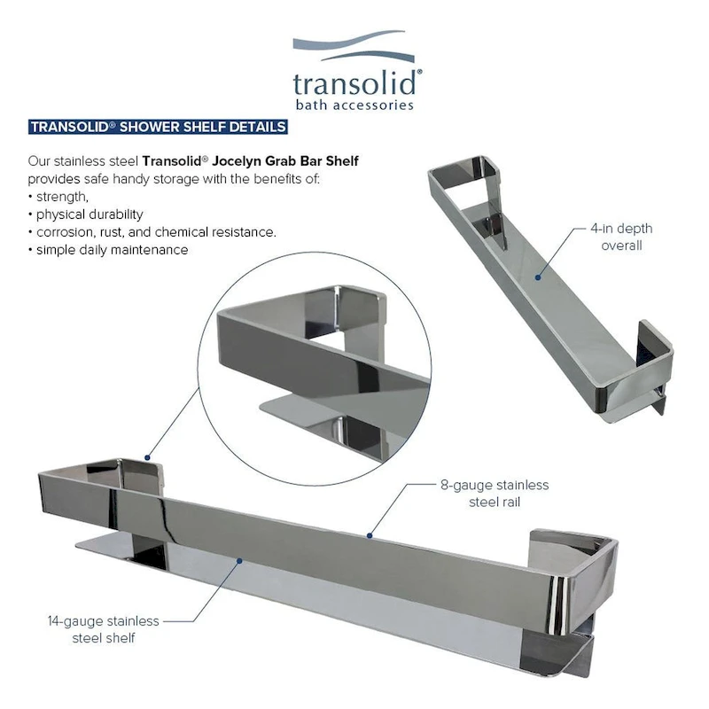 Transolid JGBS20 Jocelyn 20-in Grab Bar Shelf - 20x4x3