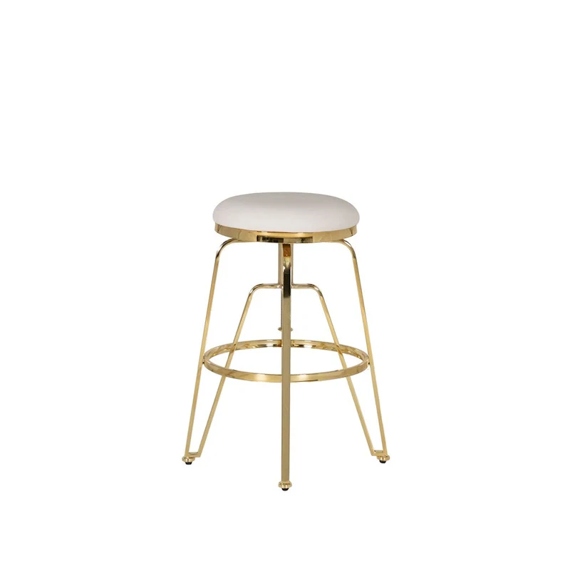 Aimes Metal and Faux Leather Adjustable Backless Stool
