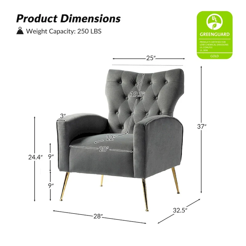 Abadiana Accent Tufted Chair with Metal Base by HULALA HOME