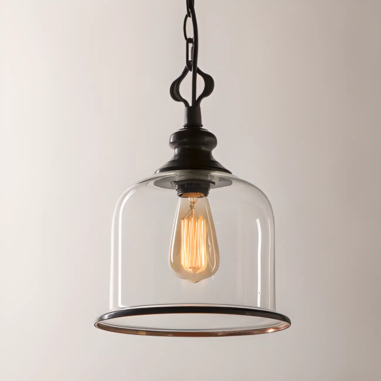 Mini Clear Bell Glass Shade Kitchen Pendant Light