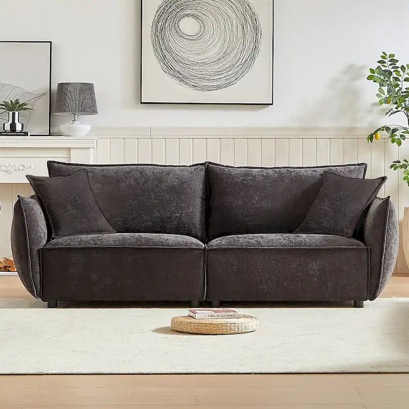 3-Seat Fabric Sofa with Foam Cushions