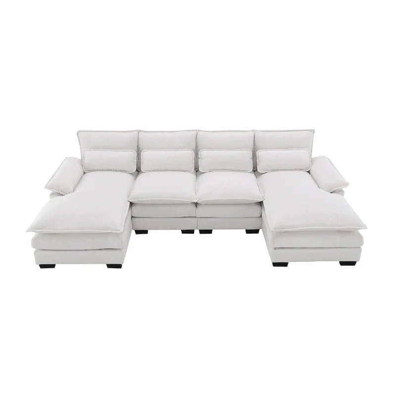 Modern Upholstered 6-Seat Modular U-Shaped Sleeper Sectional Sofa