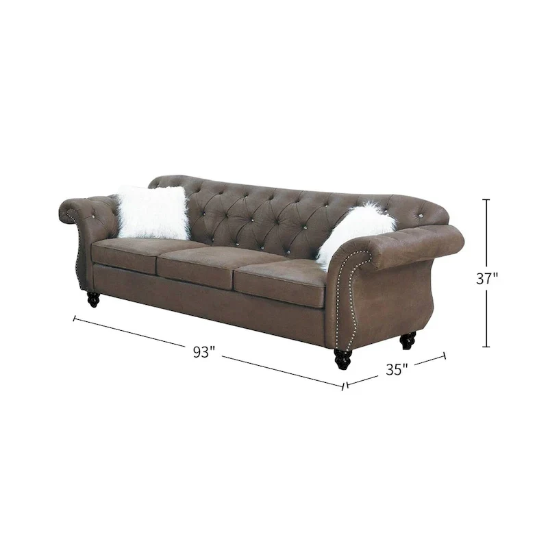 Living Room Sofa with Button Tufted Back