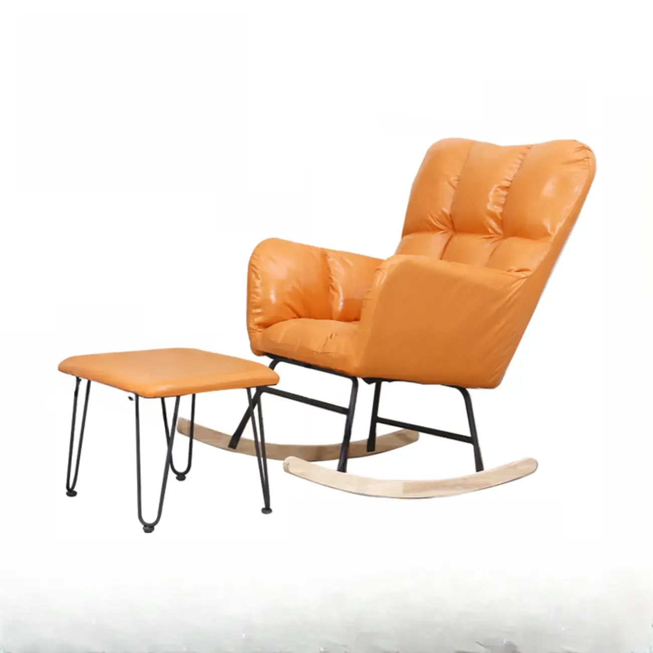 Tech Cloth Upholstered Wood Rocking Chair with Recessed Arm