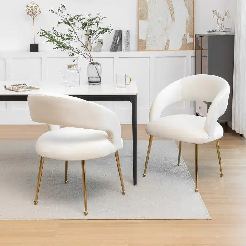 SEYNAR Mid Century Modern Velvet Upolstered Open-Back Dining Chair Set of 6