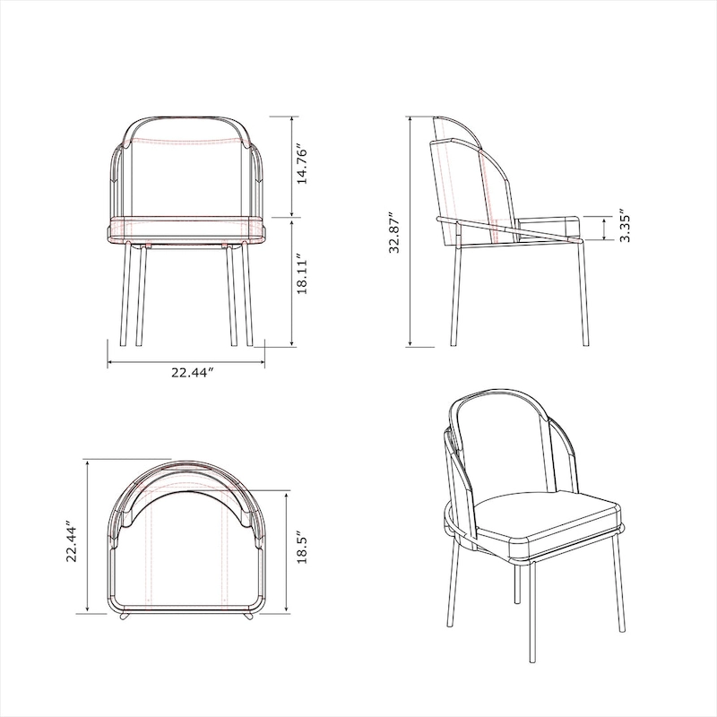 Somette Kimmy Two-Tone Gray Faux Leather Side Chair with Gold Accents, Set of 2 - Dining height