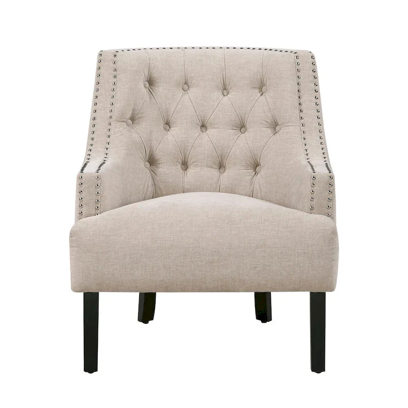 Modern Traditional Accent Chair Chenille Upholstery Button-Tufted Solid Wood 1pc Living Room Furniture