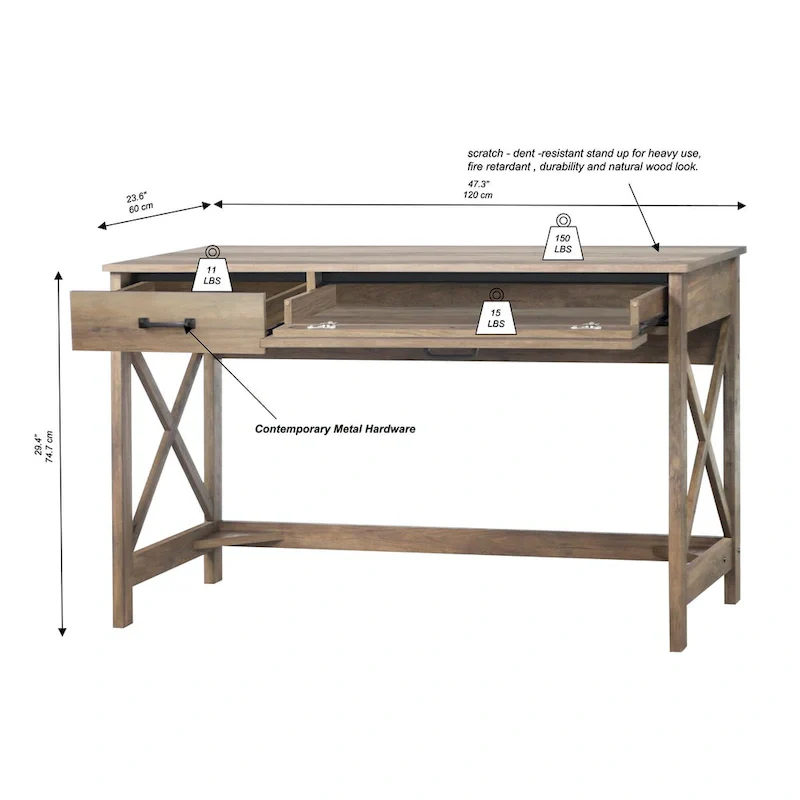 Saint Birch Alaska 47  Wrinting Desk with Two Drawers