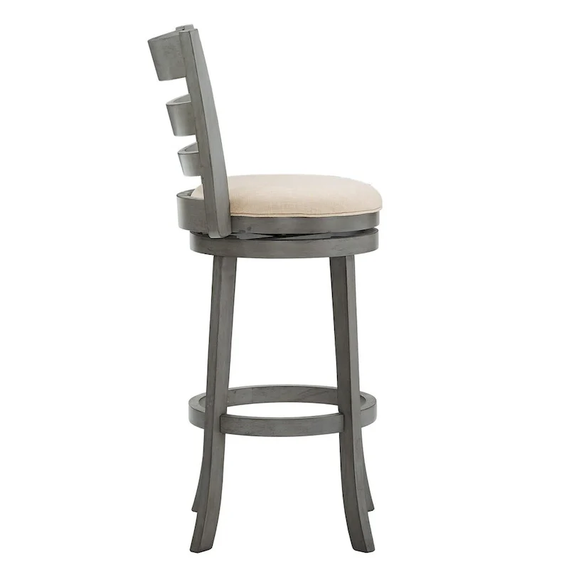 Linen Ladder Back Swivel Bar Stool - Dark Cherry