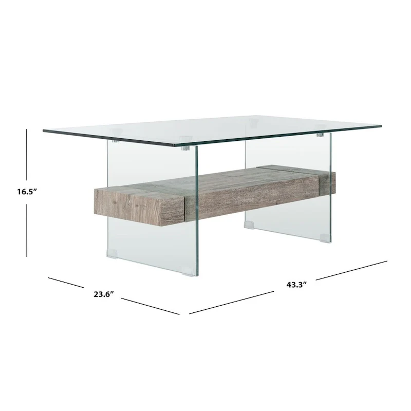 Modern Glass Coffee Table - 43.3 x 23.6 x 16.5