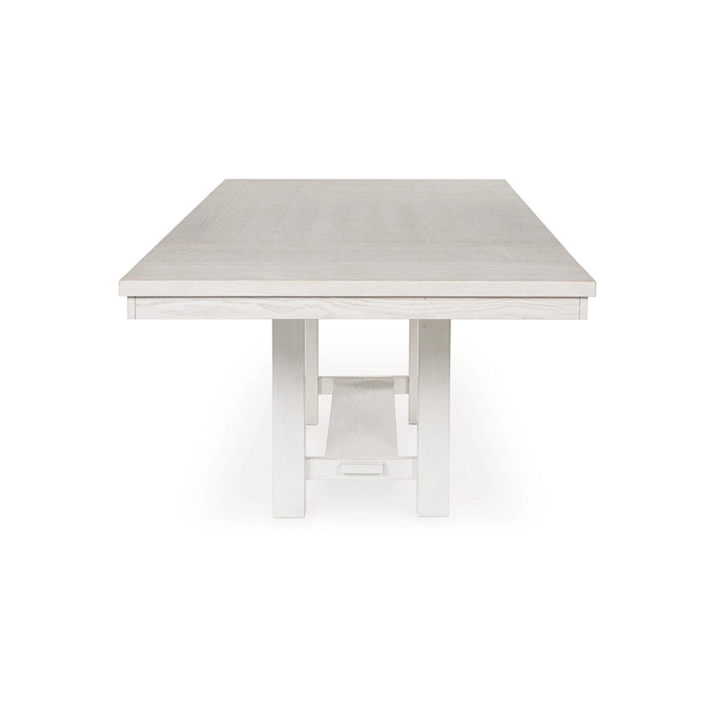 Fleur Dining Table with 2 Extension Leaves, White Wood, 62-86 Inch