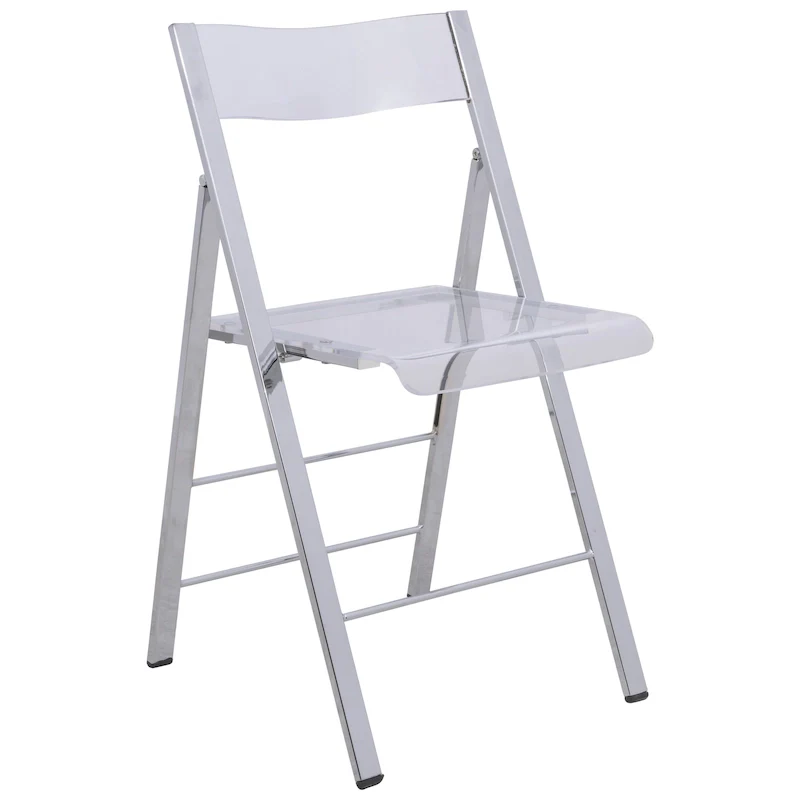 Modern Acrylic Foldable Dining Chair with Sturdy Chrome Frame — Indoor & Outdoor