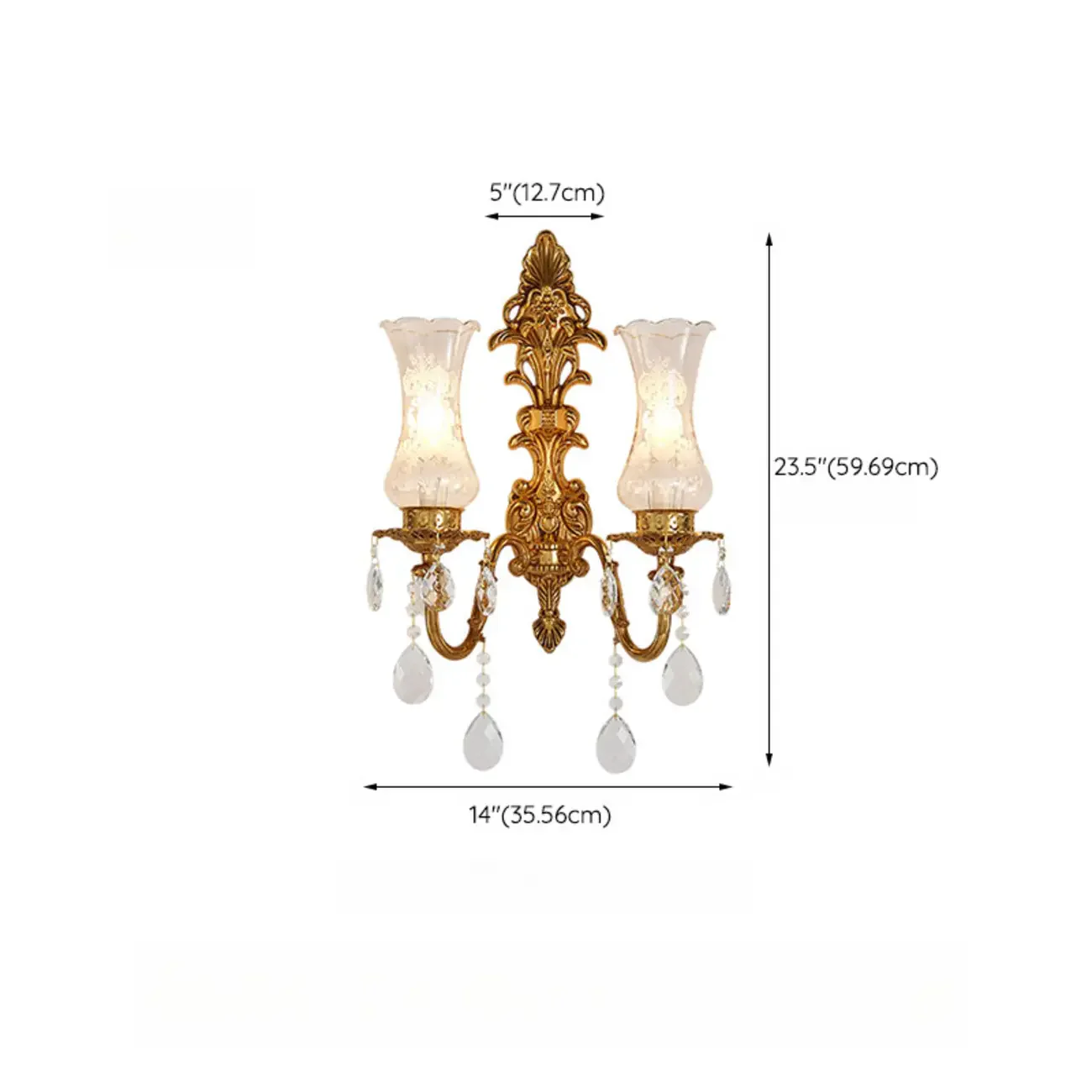 Luxury Crystal Glass Gold Wall Sconce