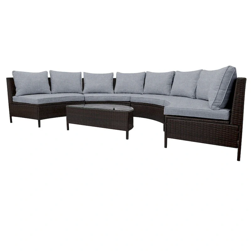 Patio Sofa Set 8 - Person Seating Group with Cushions