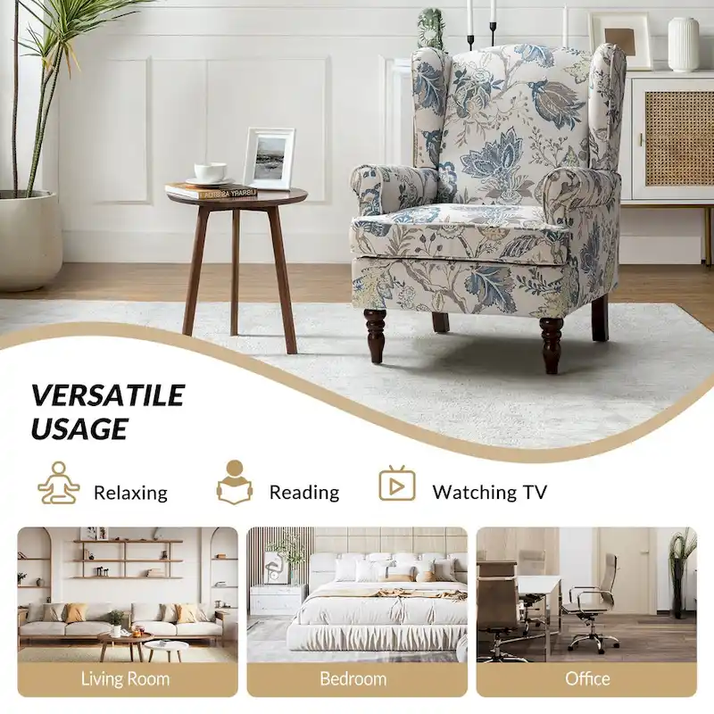 Epimethis Traditional Fabric Accent Armchair with Turned Legs Set of 2 by HULALA HOME