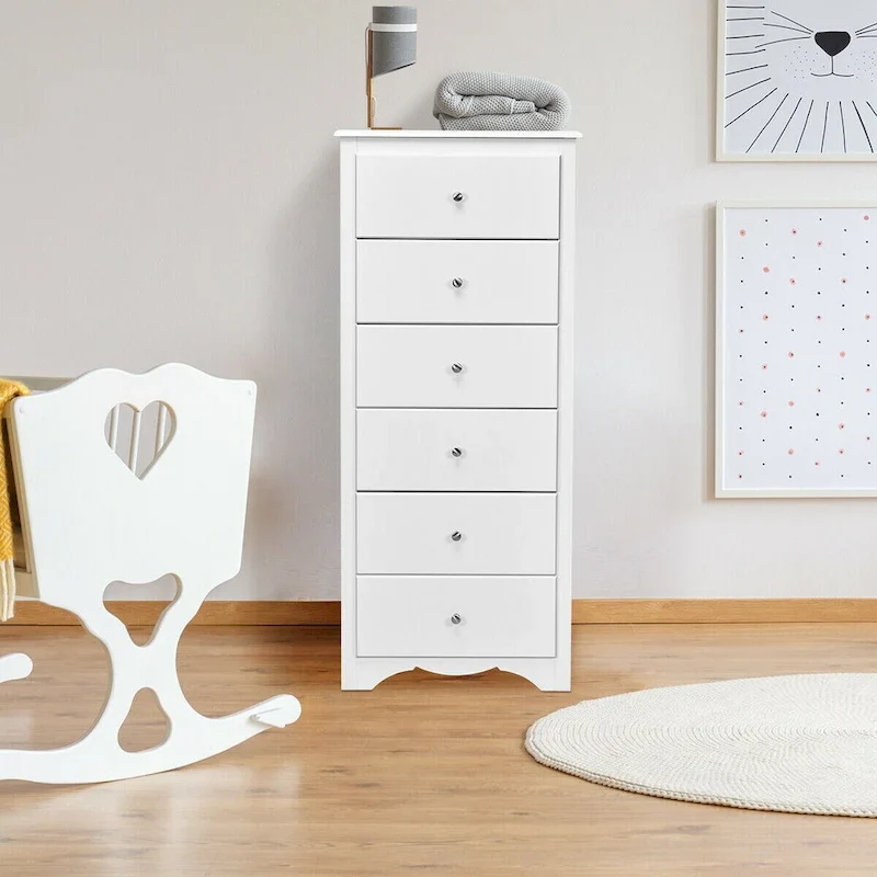 Gymax 6 Drawer Chest Dresser Clothes Storage Bedroom Tall Furniture