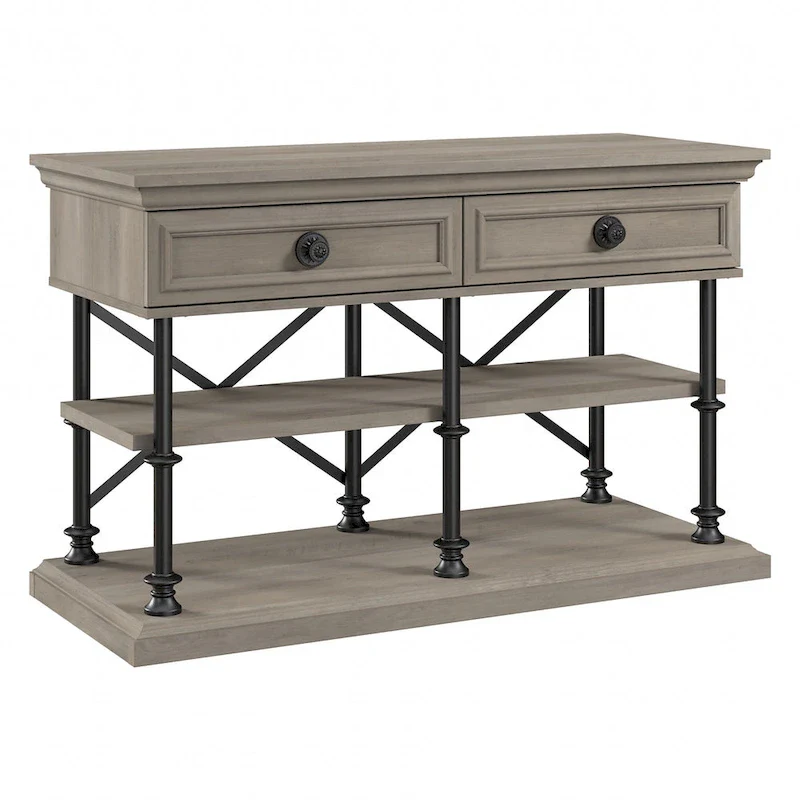Industrial Console Table with 2 Drawers and Shelves