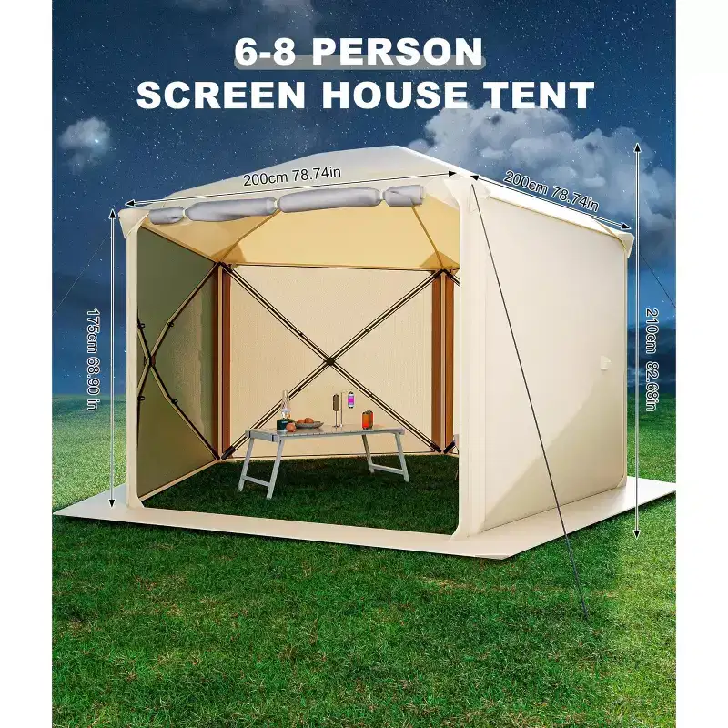 Pop-Up Screen Tent Gazebo, Pentagonal 5-Sided Canopy, 210D Oxford Fabric for Patio and Backyard