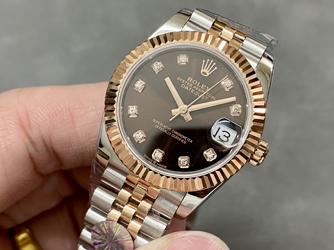 Rolex Lady-Datejust replique avec calibre 2236 en acier et or rose