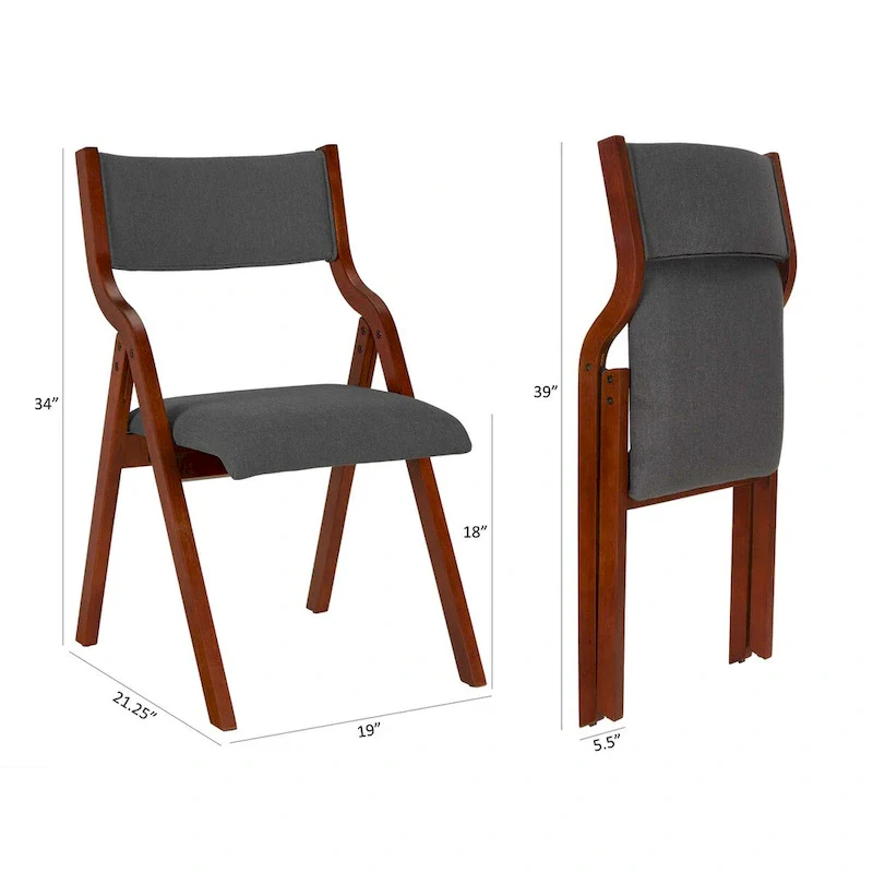 Upholstered folding Dining chair set of 2