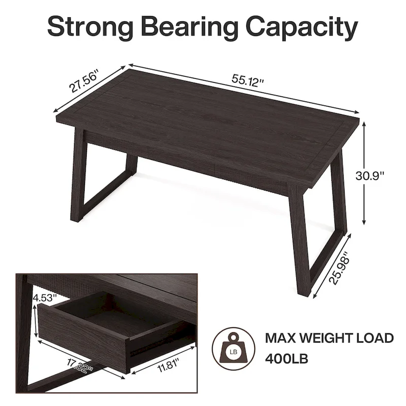 Executive Desk, Computer Desk with Drawer, Solid Wood