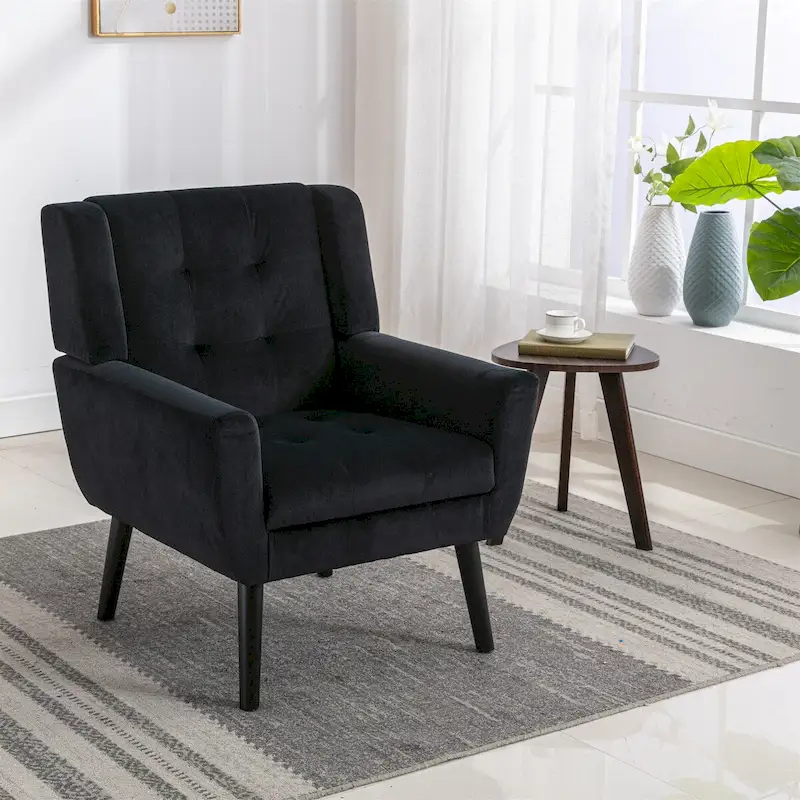 Modern Soft Velvet Ergonomics Accent Chair Living Room Chair Bedroom Chair Home Chair With Black Legs