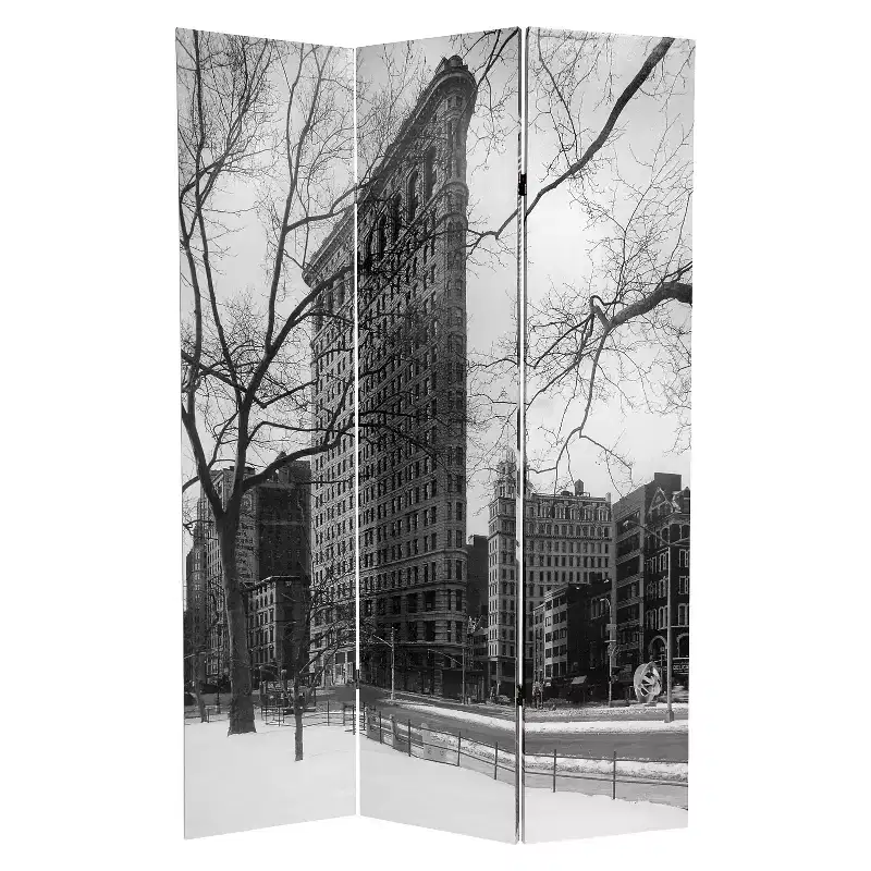 New York City Double Sided Room Divider - Oriental Furniture