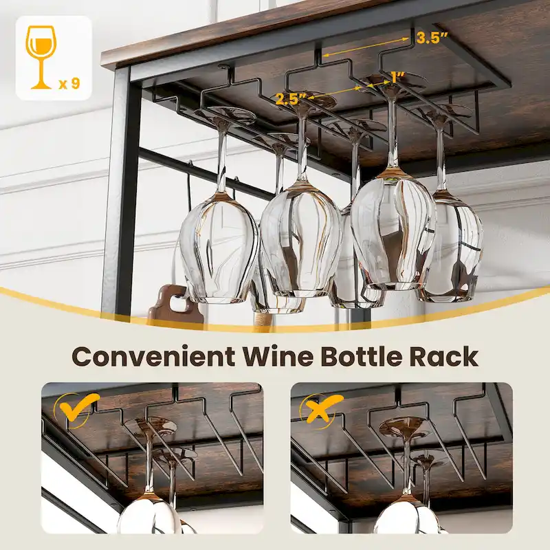 Gymax Kitchen Island 3-Tier Prep Table with Wine Glass Holders Large