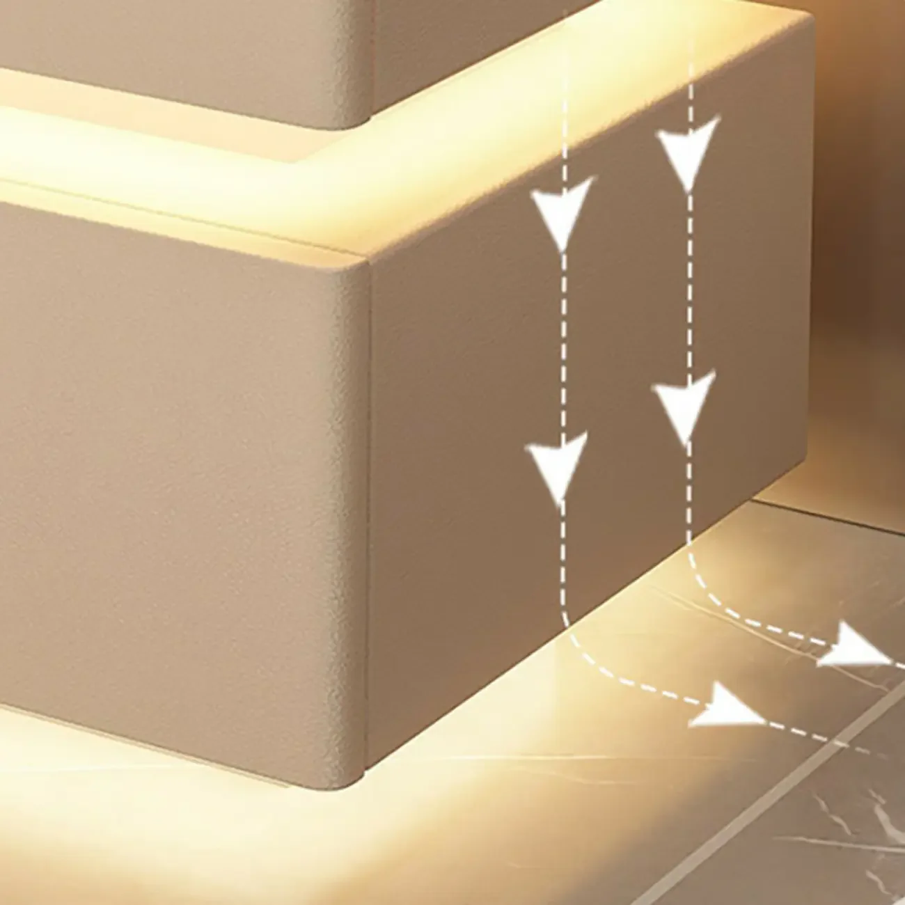 LED 2-Tier White Wooden Floating Nightstand with Drawer