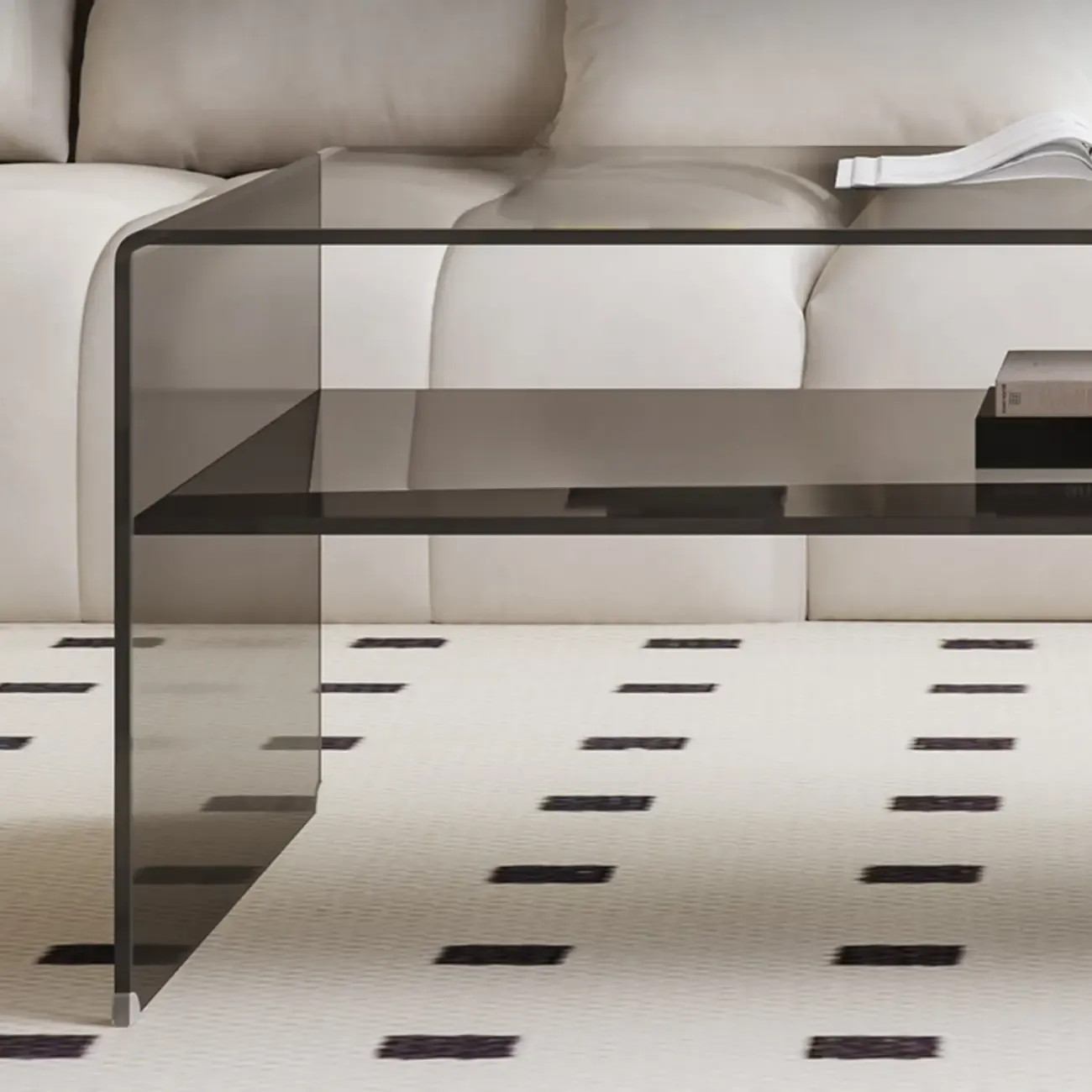 Modern Rectangular Black Coffee Table with Transparent Design