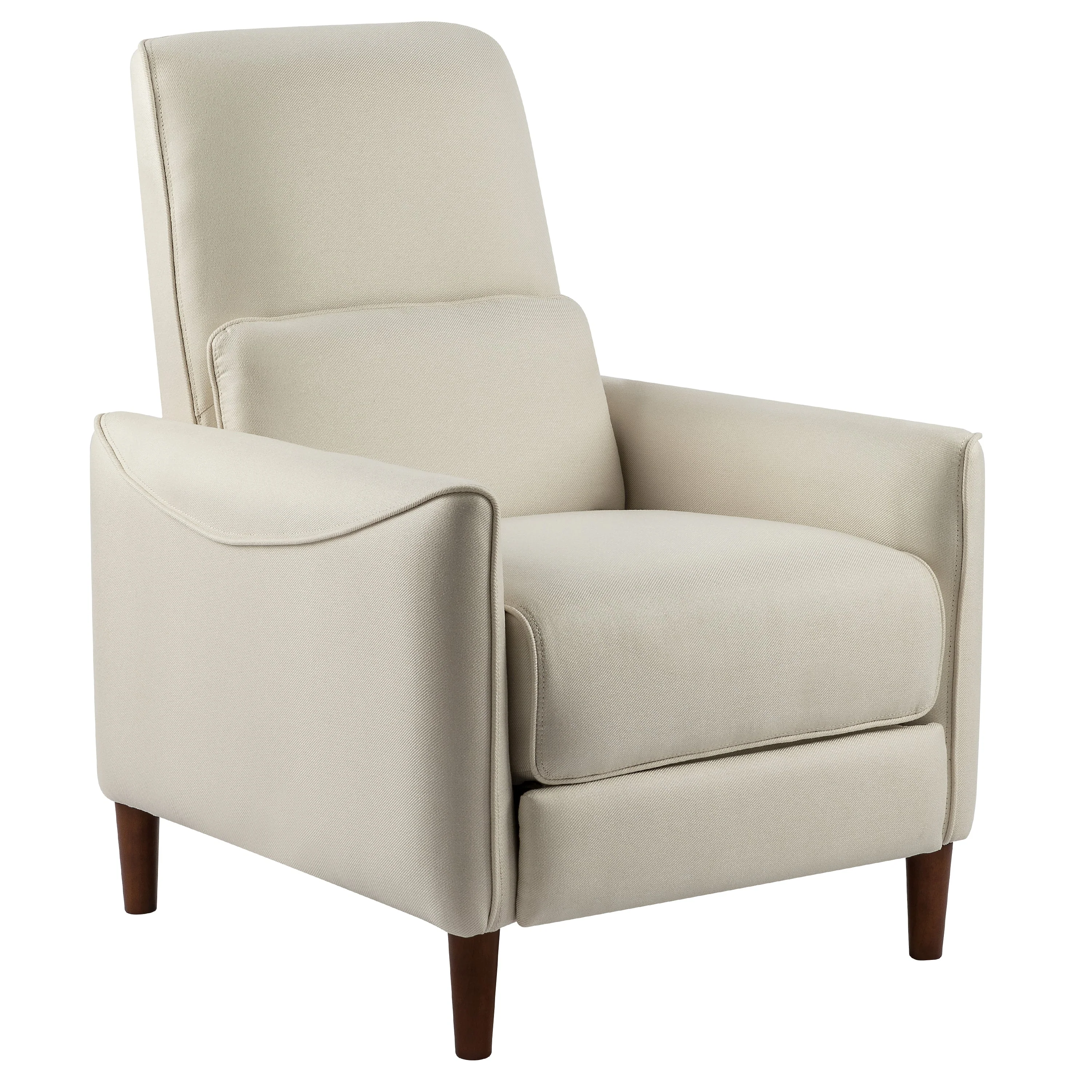 Comfy Upholstered Recliner Chair ¨C Small Push Armchair with Footrest & Rubber Wood Legs