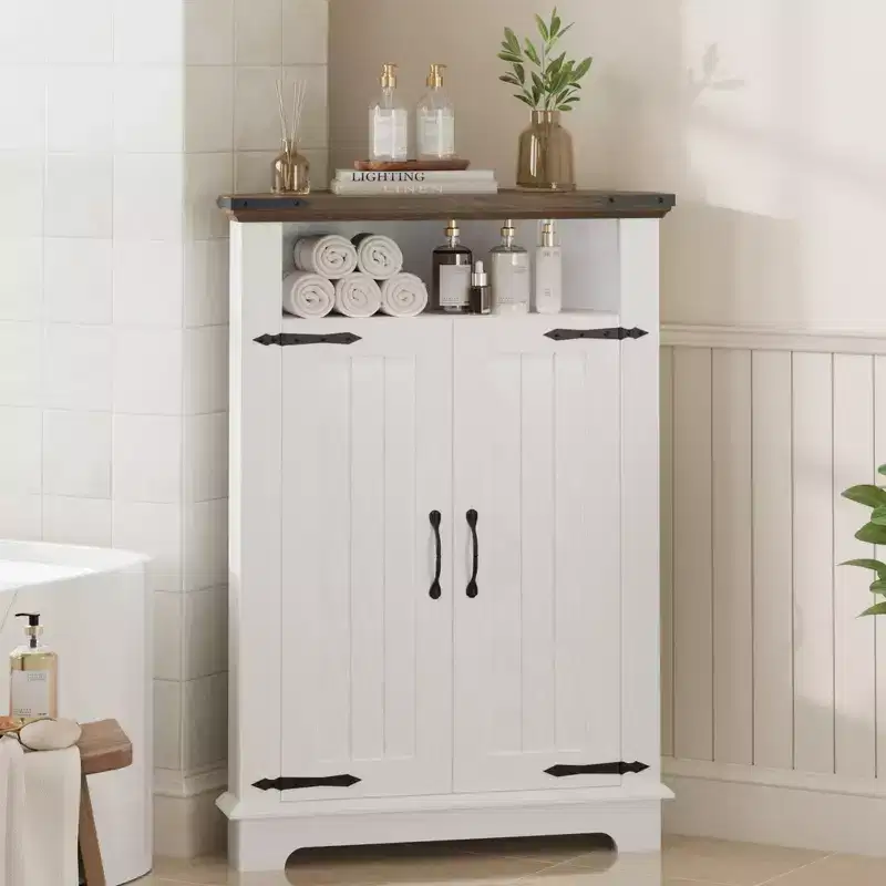 American Country Corner Storage Cabinet Versatile Storage for Multiple Scenarios Bathroom, Kitchen, and Living Room Storage Solution
