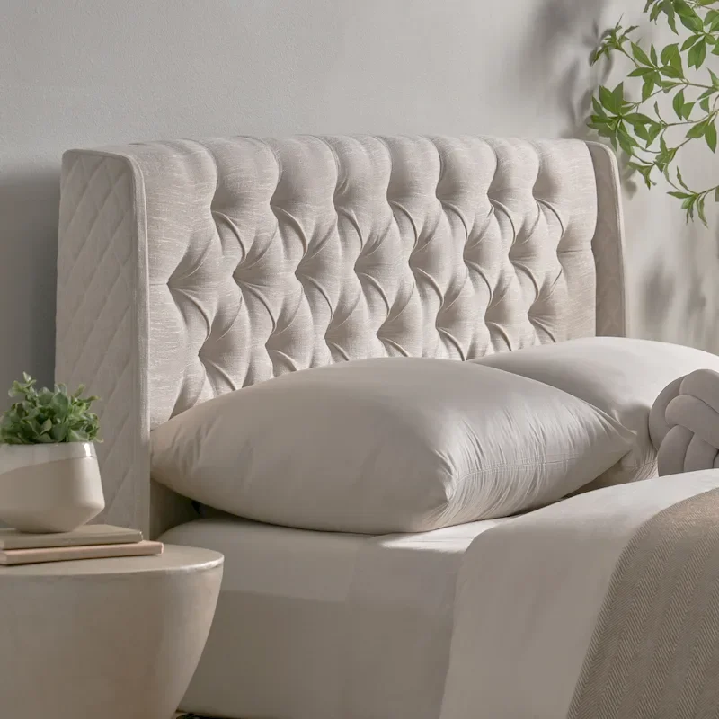 Queen Wingback Headboard - Button Tufted Diamond Stitch