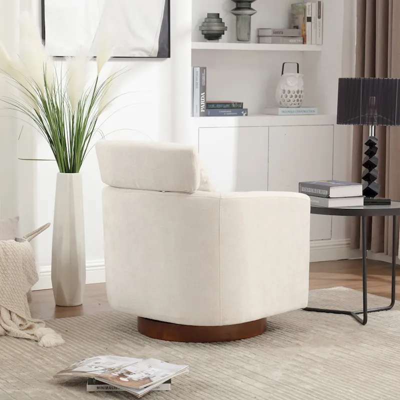 360 Degree Accent Swivel Chair,Chenille Upholstered Arm Chair