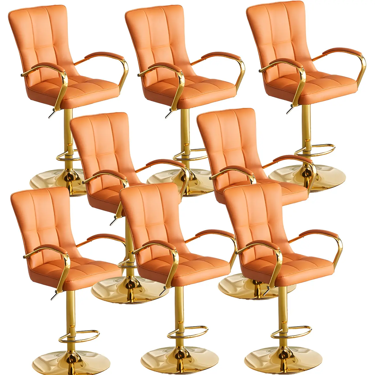 Glam Leather Adjustable Bar Stools with High Back