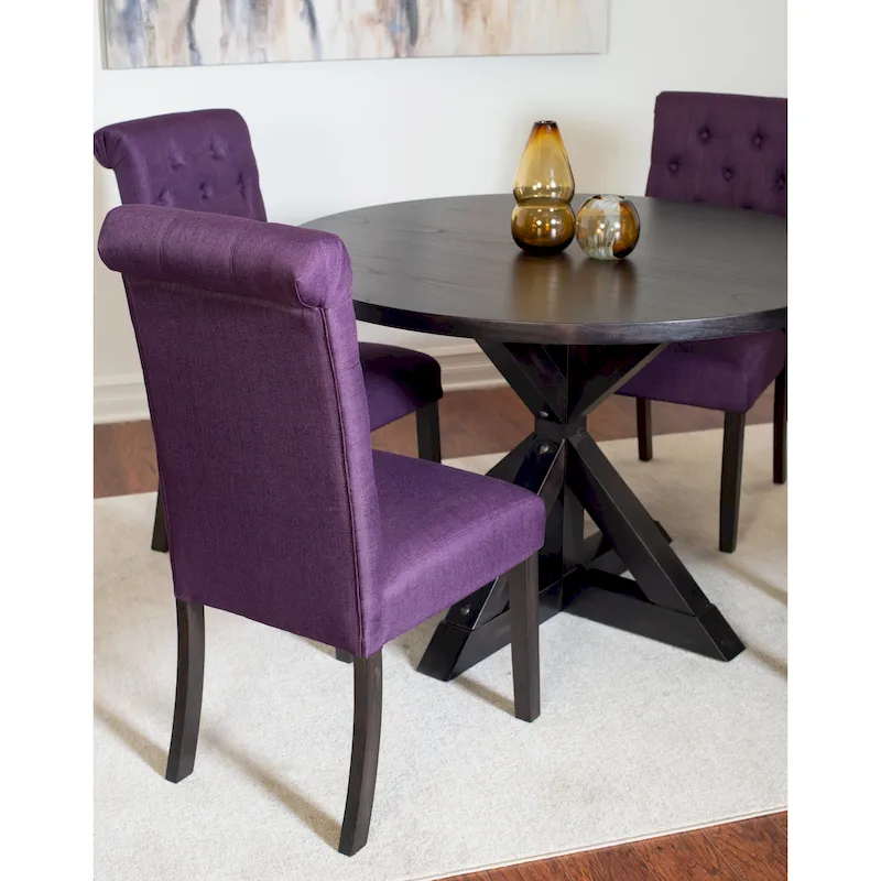 Roundhill Furniture Nylander 5-piece Dining Set, Cross-Buck Dining Table with 4 Stylish Chairs