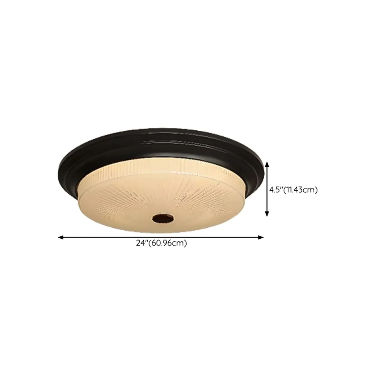 Classic Brown Metal Round Glass LED Flush Mount Ceiling Light