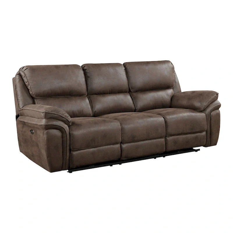 Brown Microfiber Power Double Recliner Sofa, 2-Seat
