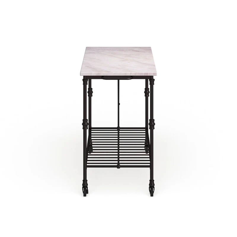 Black Faux Marble Rolling Kitchen Island