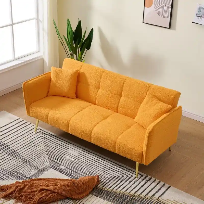 79.92  Teddy Velvet Upholstered Sofa Bed with Adjustable Back and Armrests