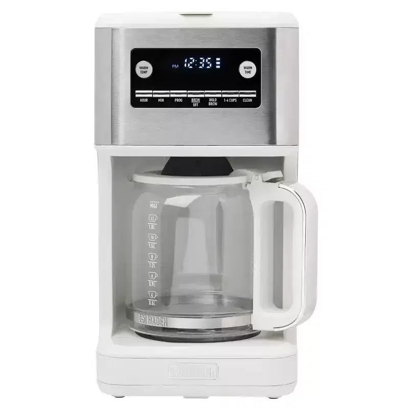 HADEN Generous 14c Digital Drip Coffee Maker Ivory and Chrome: 14 Cup Capacity, BPA-Free, Permanent Filter, Electric