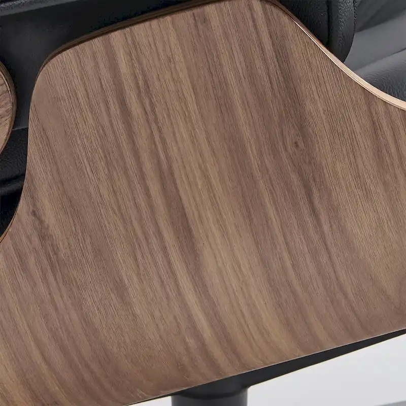 Mid-century Modern Lounger Real Leather Arm Chair and Ottoman Set