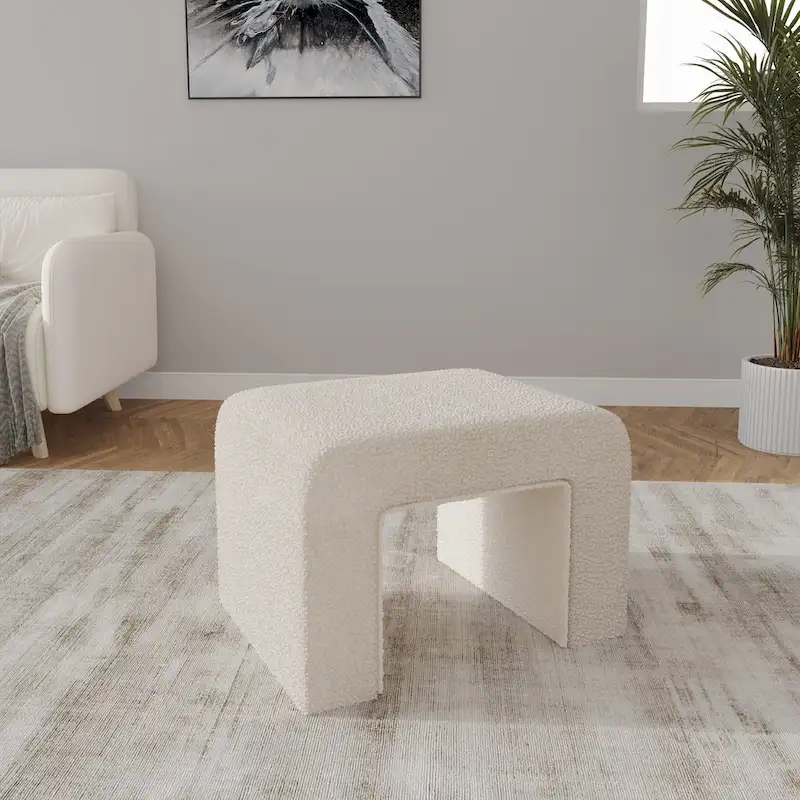 Vint 26 Modern Bench Upholstered in Velvet or Boucle With Padded Foam Seat for Living Room Bedroom Home Office
