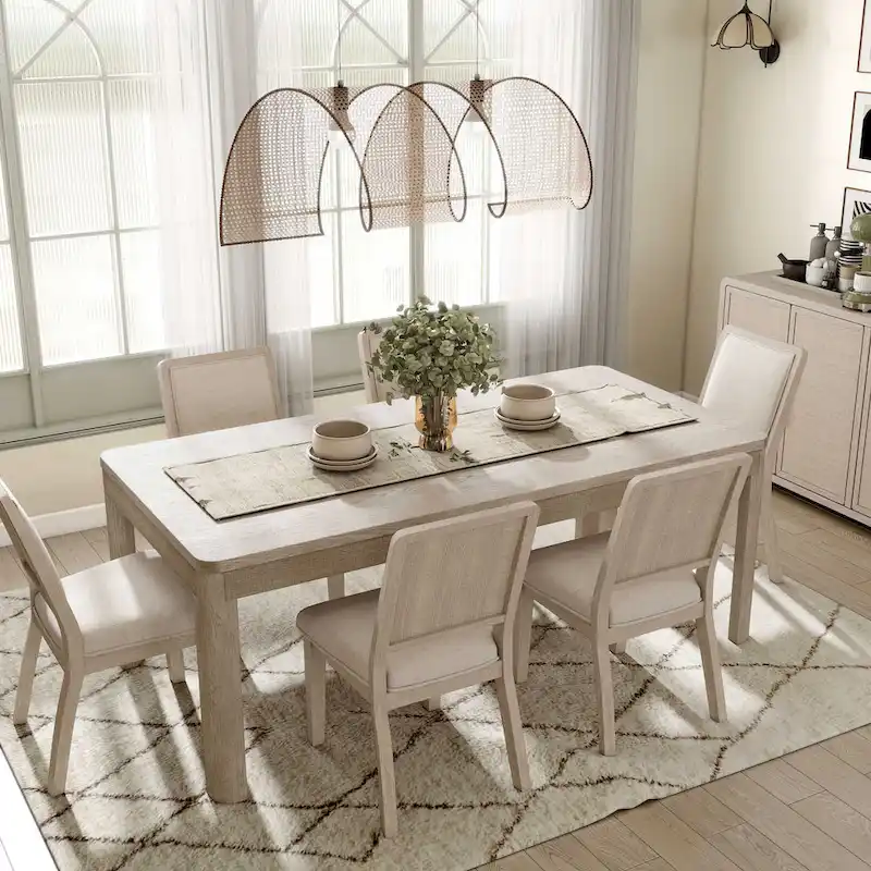 Furniture of America Billet Modern 7-Piece Natural Oak Wood Dining Set