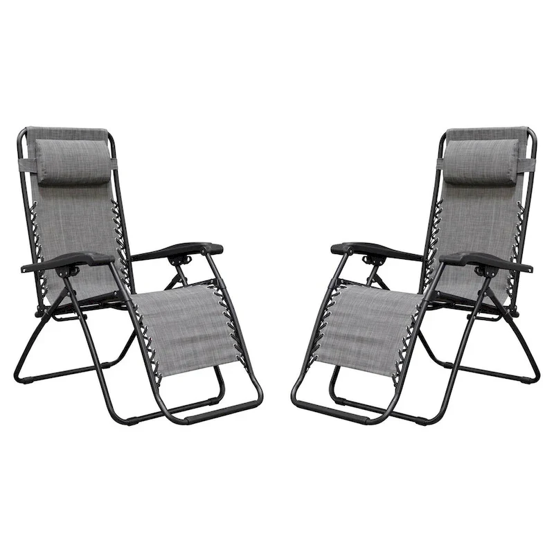 Caravan Canopy Infinity Zero Gravity Steel Frame Patio Deck Chair, Grey (Pair) - 22